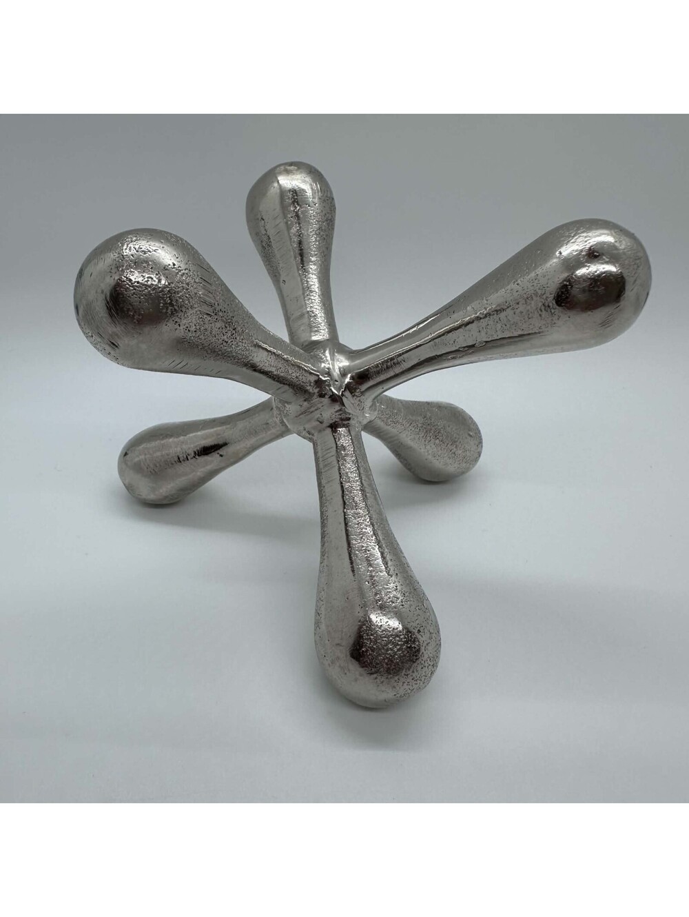 Silver Metal Jack Jacks Sculpture Mid Century Modern Atomic Decor EUC